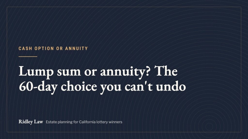 Lump sum or annuity? The 60-day choice you can't undo