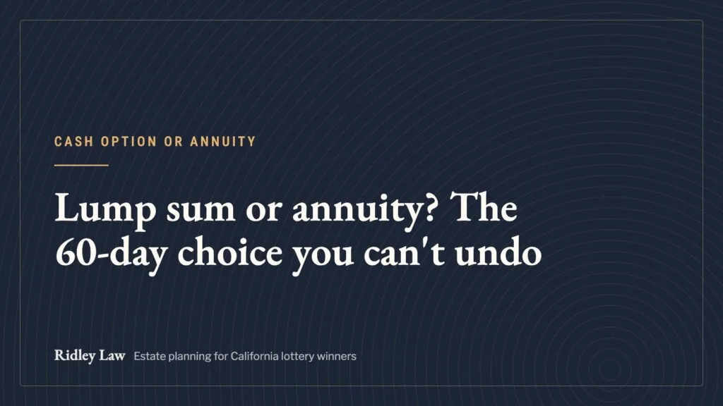 Lump sum or annuity? The 60-day choice you can't undo