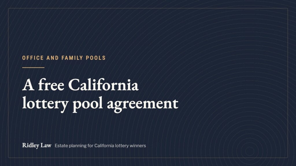 A free California lottery pool agreement