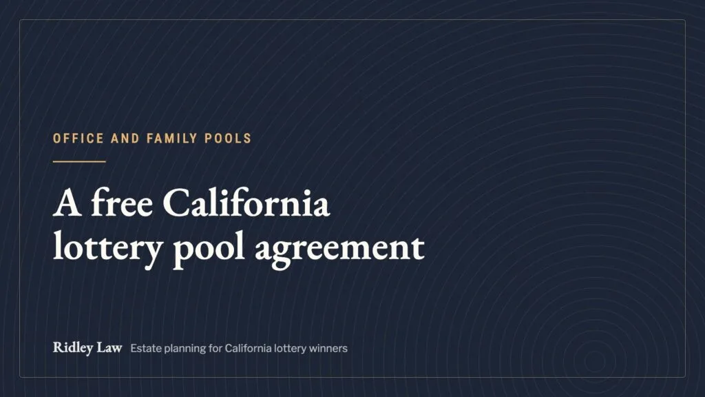 A free California lottery pool agreement