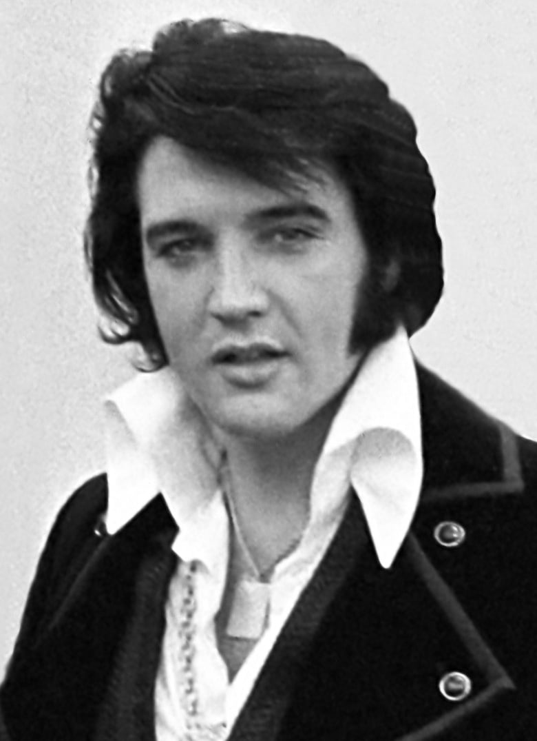 Elvis Presley in a headshot cropped from a December 1970 White House photograph