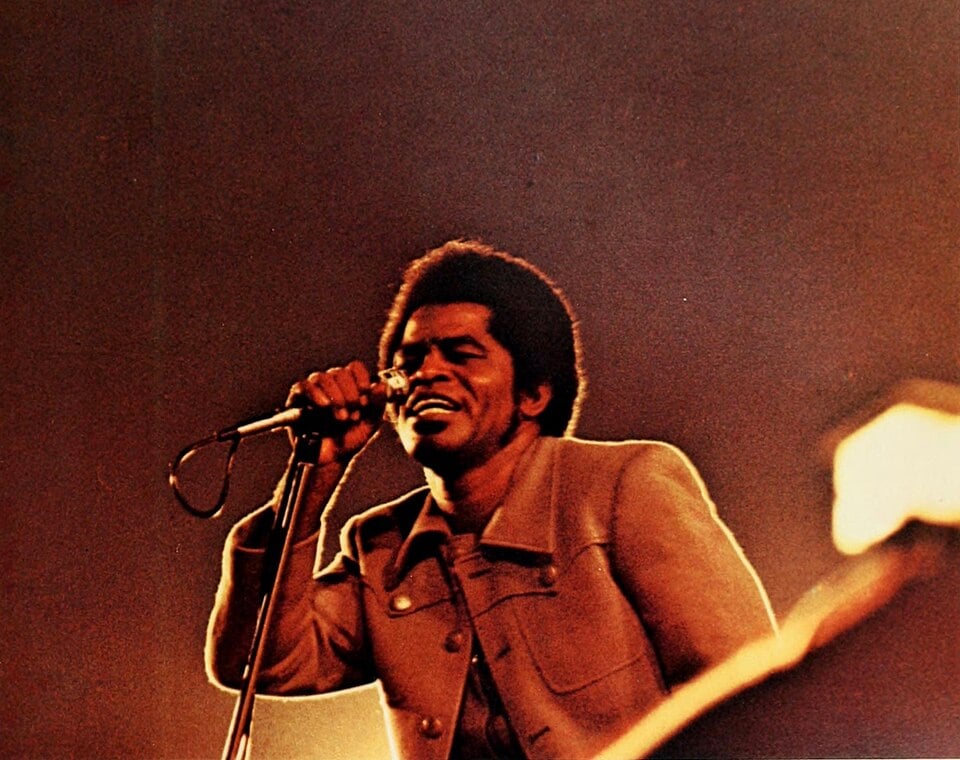 James Brown performing at Tulane Stadium in New Orleans on October 24, 1970